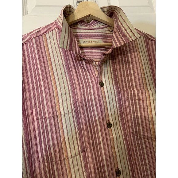 Tommy Bahama Hawaiian Camp Shirt‎ Men’s Sz XL 100% Silk Pink Striped Button Down - Picture 6 of 7